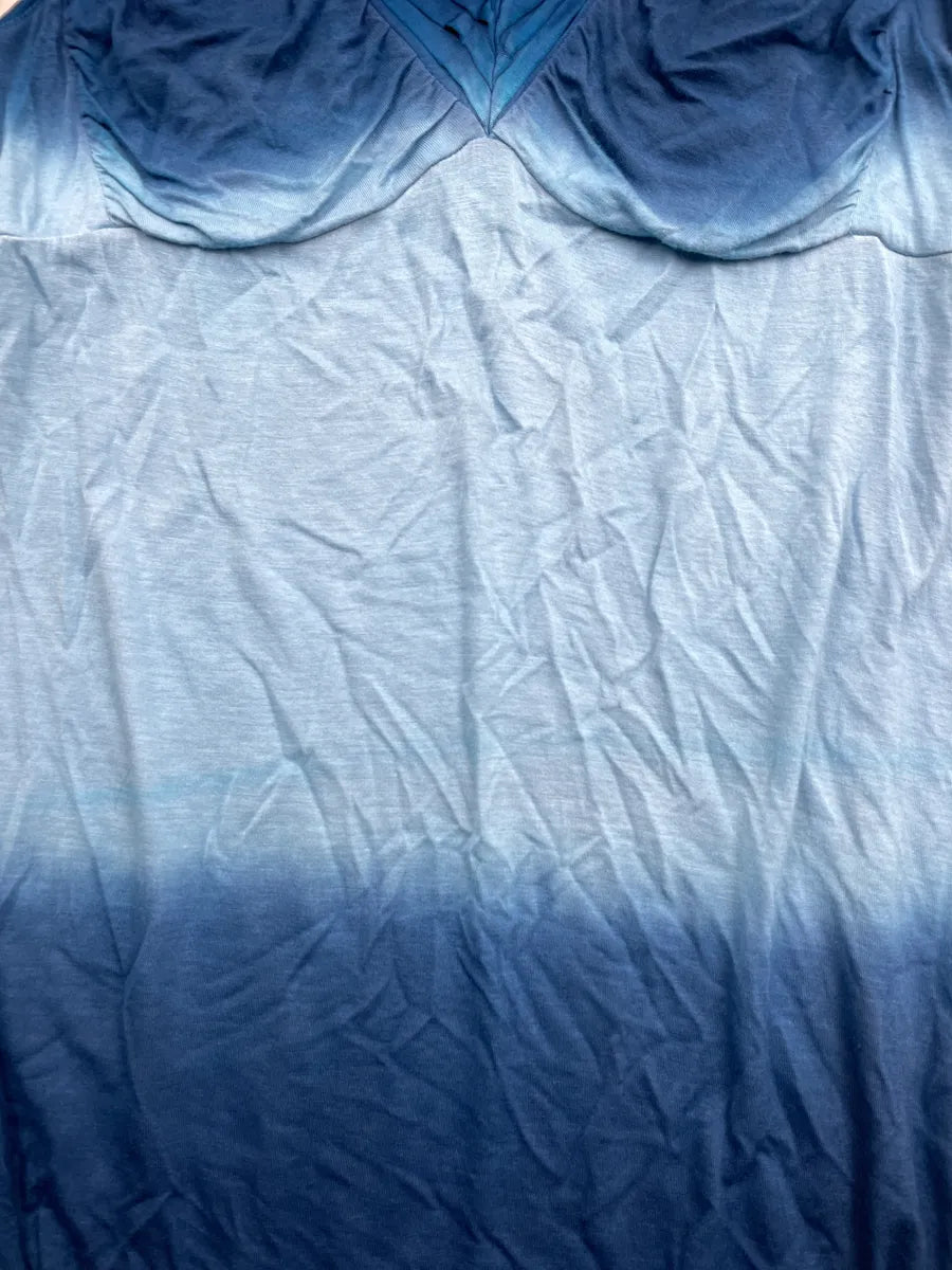 2000s Jean Paul Gaultier Blue Viscose Ombre Gradient V-Neck Dress eSWxUITc 7