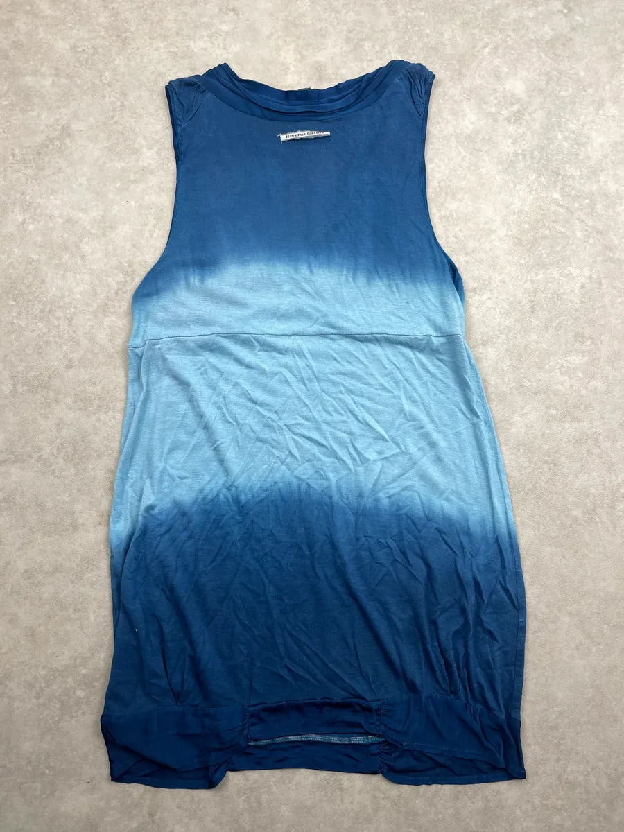 2000s Jean Paul Gaultier Blue Viscose Ombre Gradient V-Neck Dress eSWxUITc 4