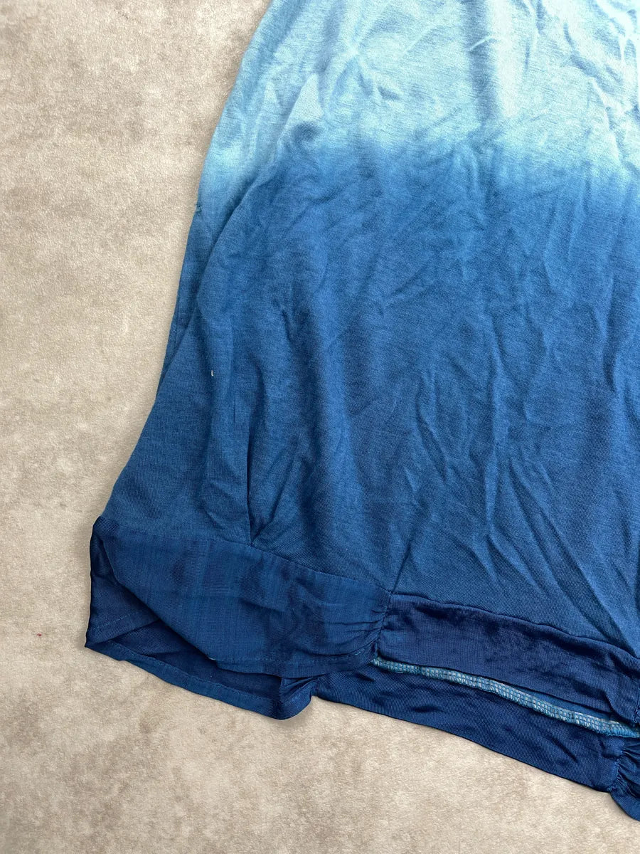 2000s Jean Paul Gaultier Blue Viscose Ombre Gradient V-Neck Dress eSWxUITc 8