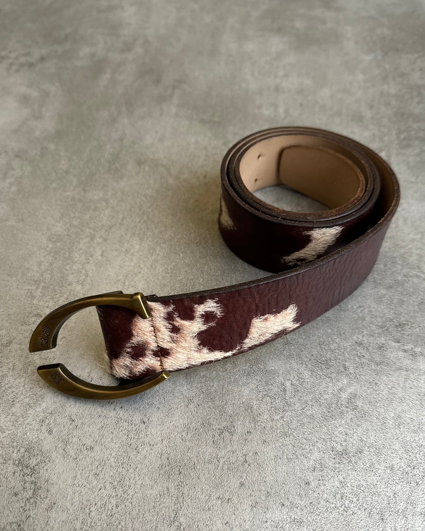 AW2004 Cavalli Brown Pony Hair Leather Belt (OS) - 6