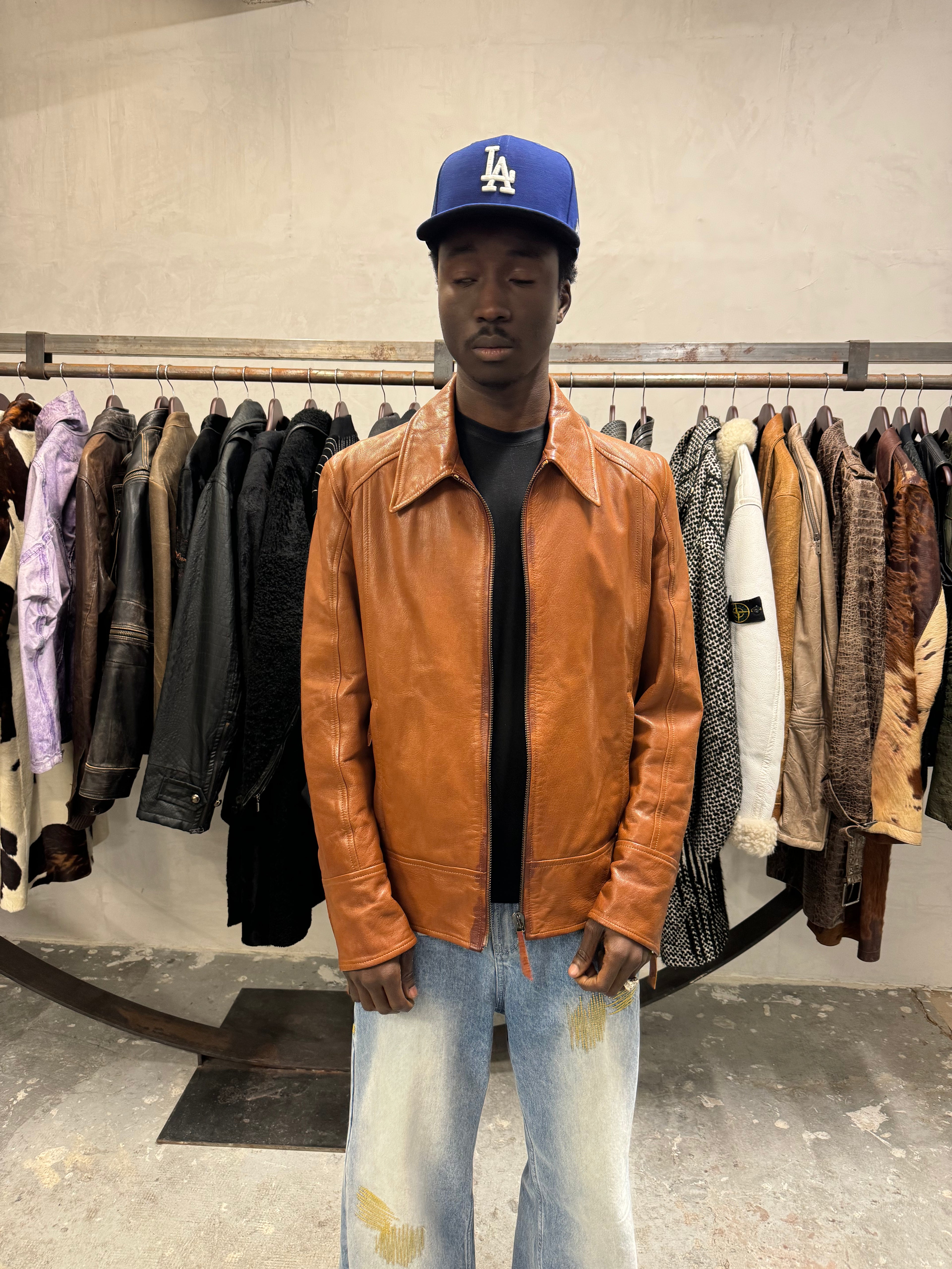 2000s Dolce & Gabbana Brown Coach Leather Jacket (M) - 2