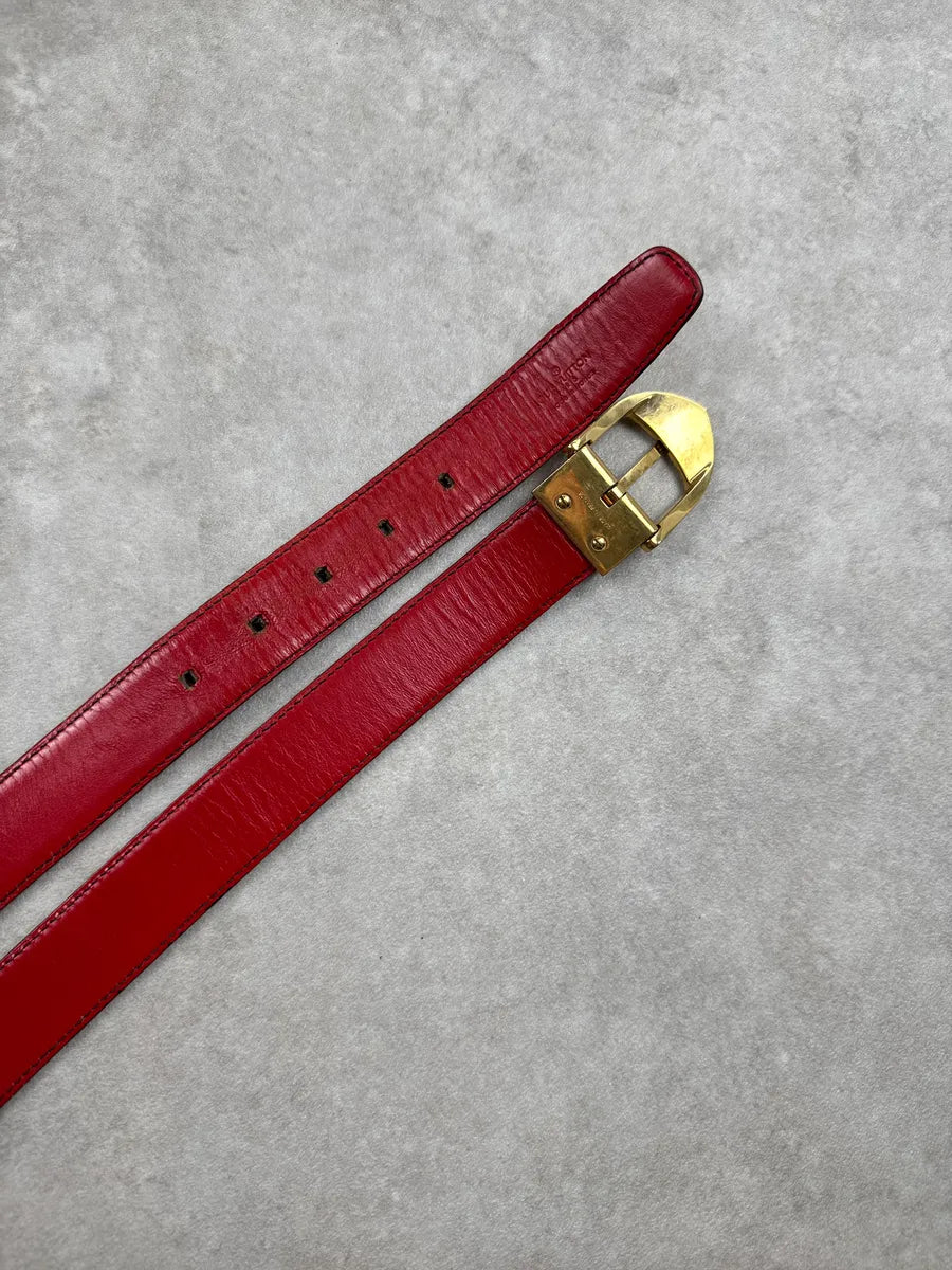 2000s Louis Vuitton Red Epi Texture Slim Leather Belt eVMujsJF 5