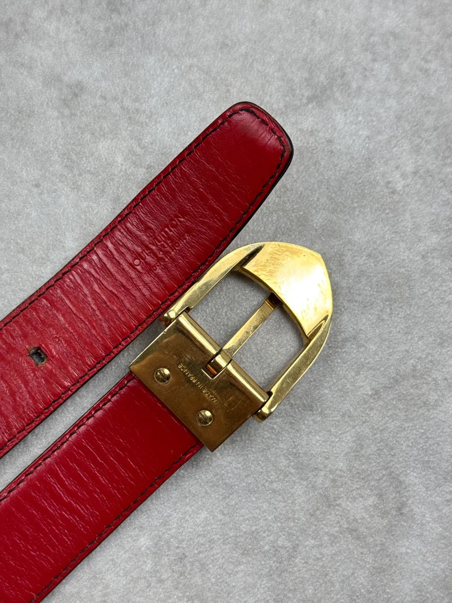 2000s Louis Vuitton Red Epi Texture Slim Leather Belt eVMujsJF 6