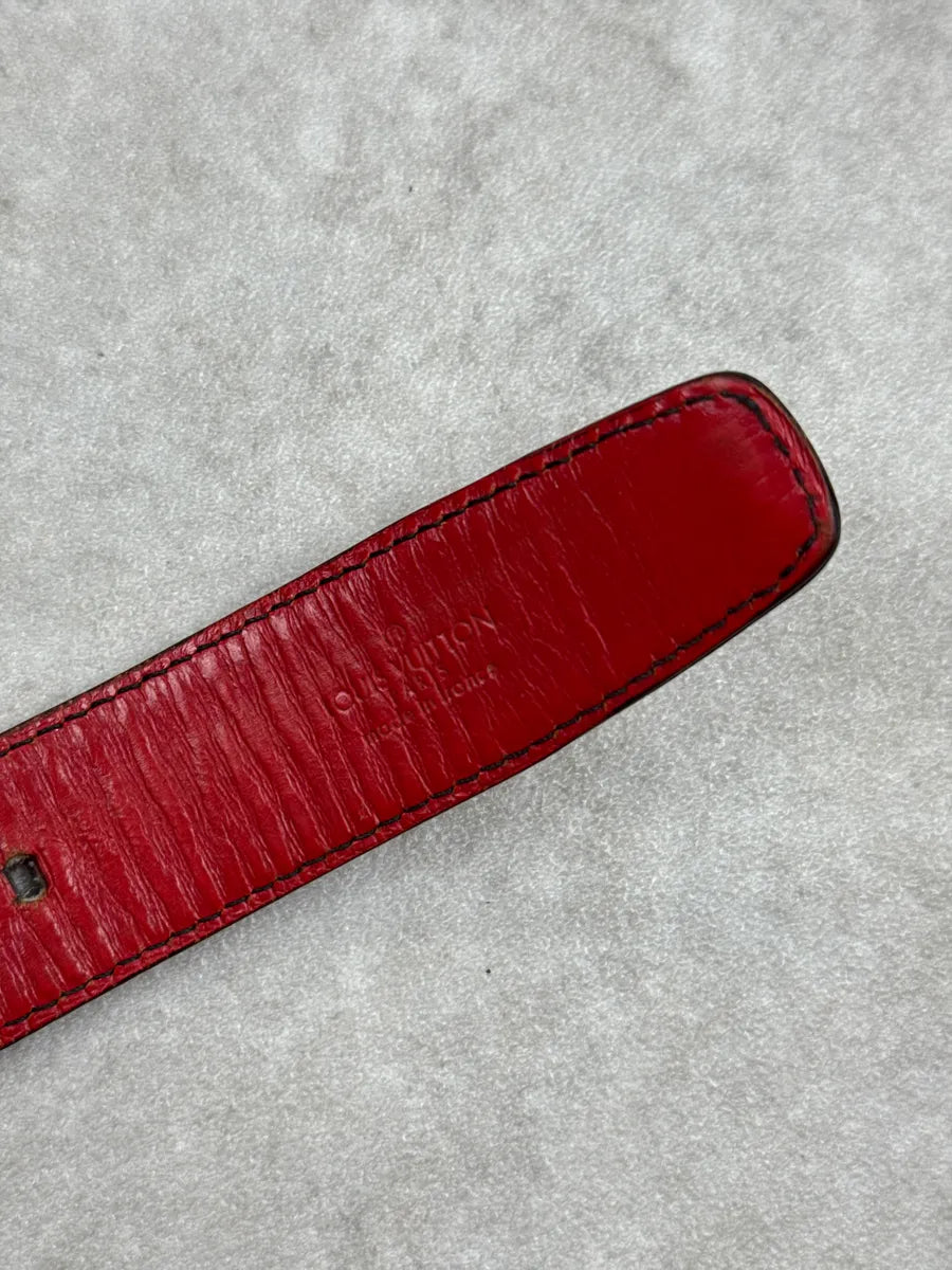 2000s Louis Vuitton Red Epi Texture Slim Leather Belt eVMujsJF 7