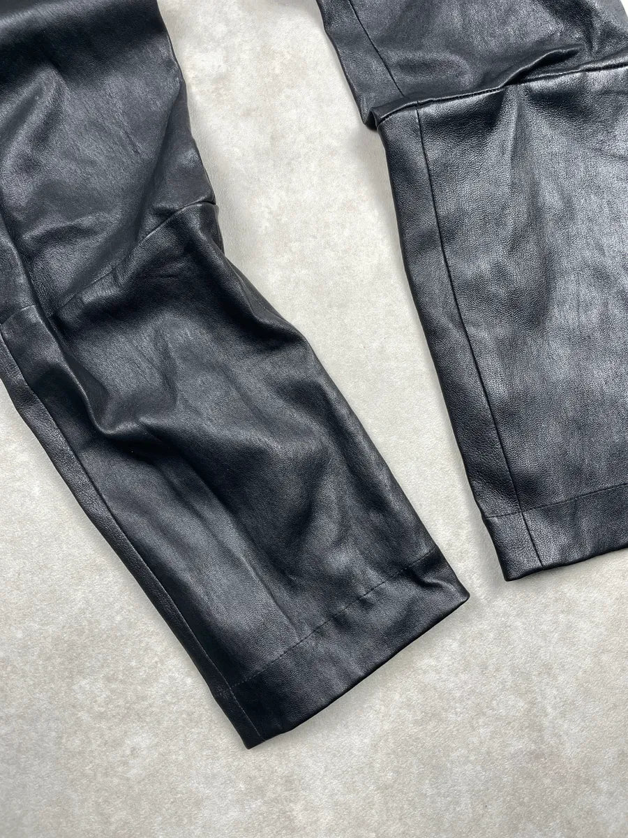 2000s Ann Demeulemeester Black Leather Button-Cuff Slim Pants eXbXMNvs 6