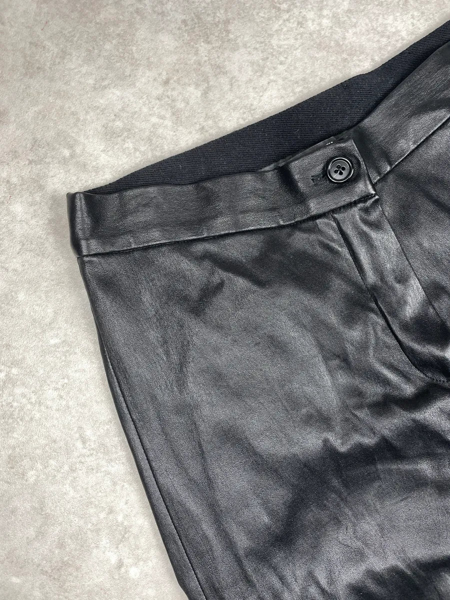 2000s Ann Demeulemeester Black Leather Button-Cuff Slim Pants eXbXMNvs 7
