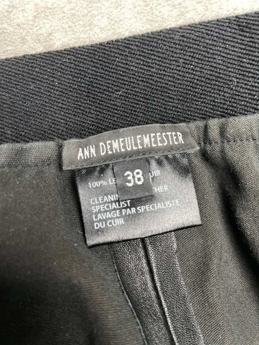 2000s Ann Demeulemeester Black Leather Button-Cuff Slim Pants eXbXMNvs 10