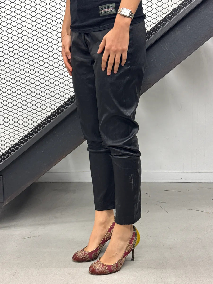 2000s Ann Demeulemeester Black Leather Button-Cuff Slim Pants eXbXMNvs 2