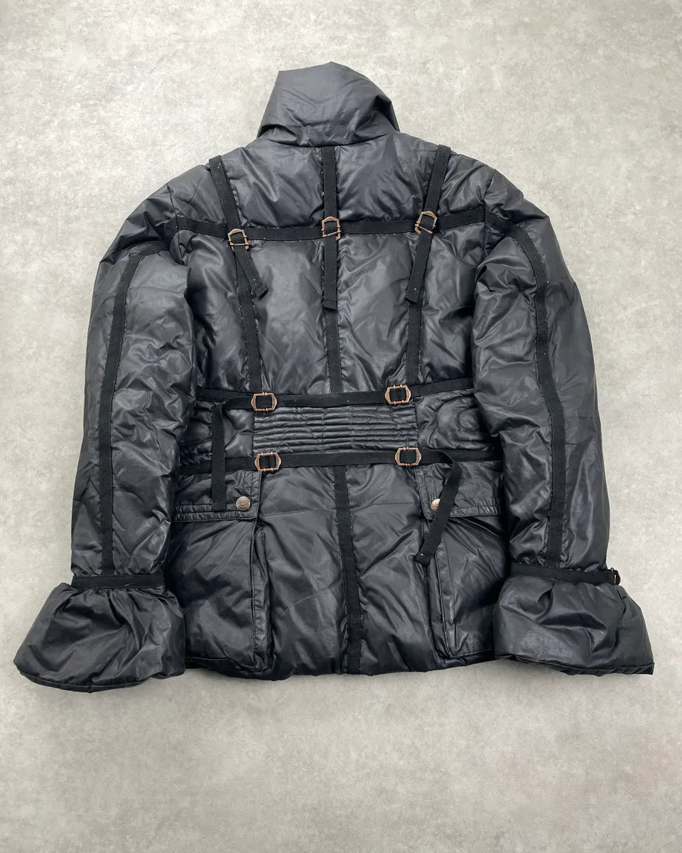 AW2005 Cavalli Black Strap Harness Belted Puffer Jacket eYsJzoZM 3