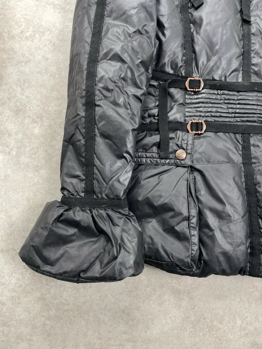 AW2005 Cavalli Black Strap Harness Belted Puffer Jacket eYsJzoZM 5