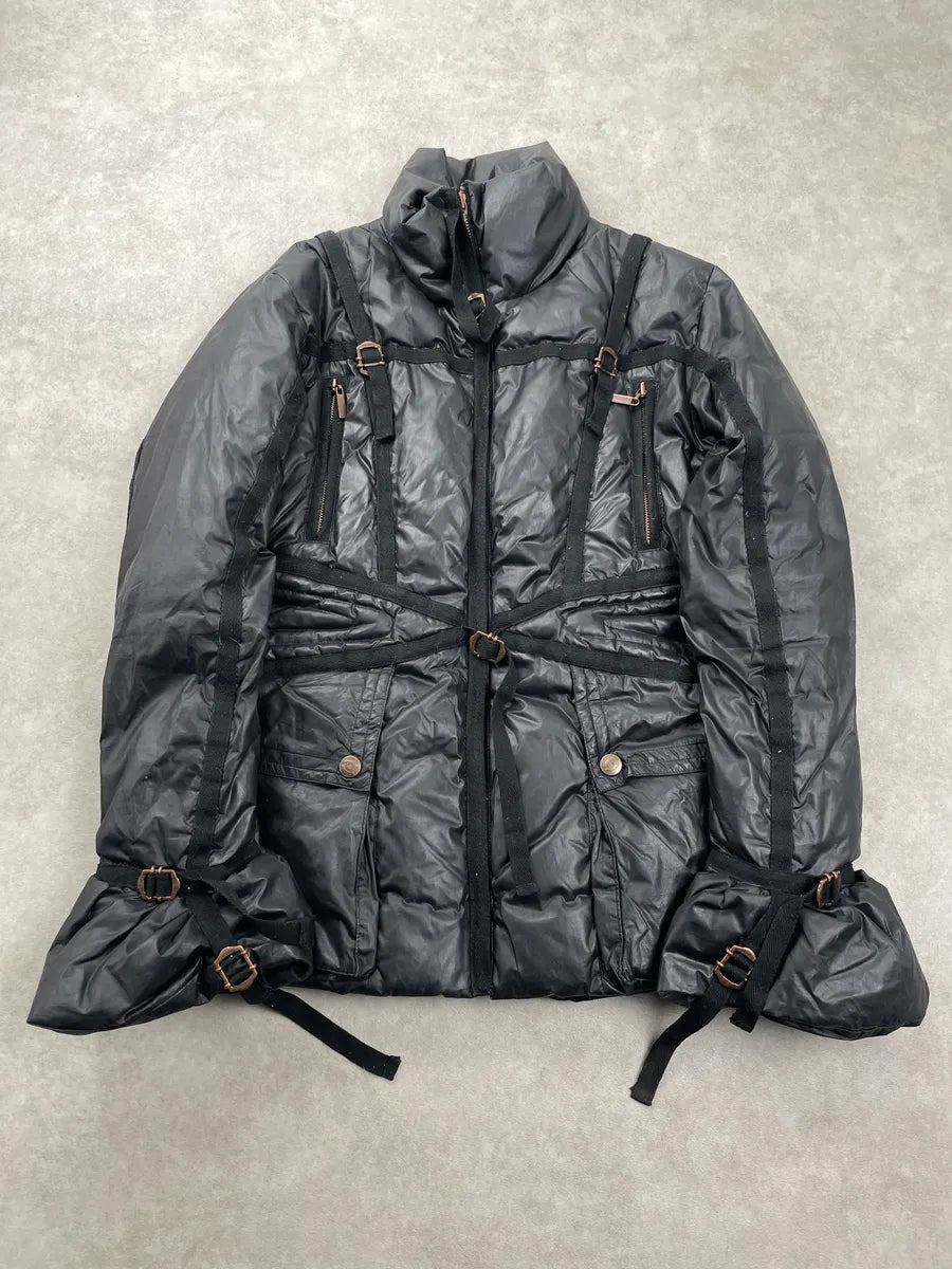 AW2005 Cavalli Black Strap Harness Belted Puffer Jacket eYsJzoZM 0