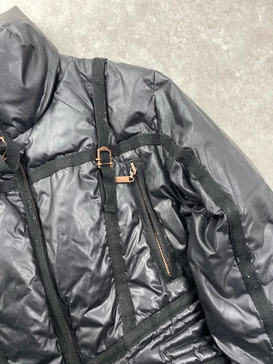 AW2005 Cavalli Black Strap Harness Belted Puffer Jacket eYsJzoZM 7