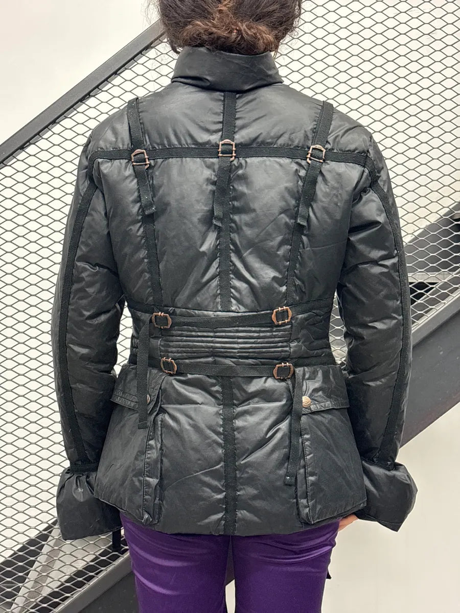 AW2005 Cavalli Black Strap Harness Belted Puffer Jacket eYsJzoZM 2