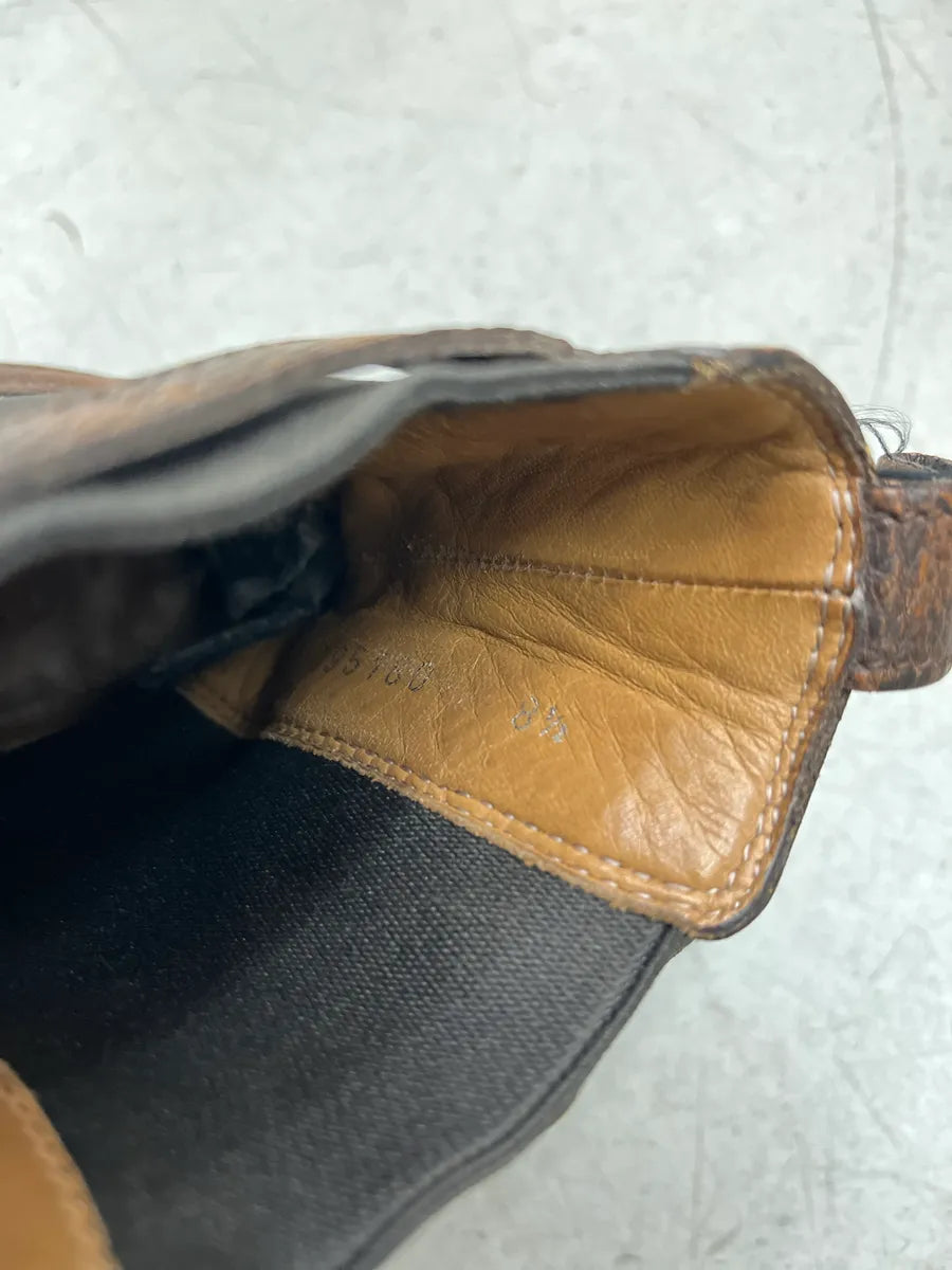 2000s Gucci Harness Strap Eroded Brown Leather Boots eZddXELm 9