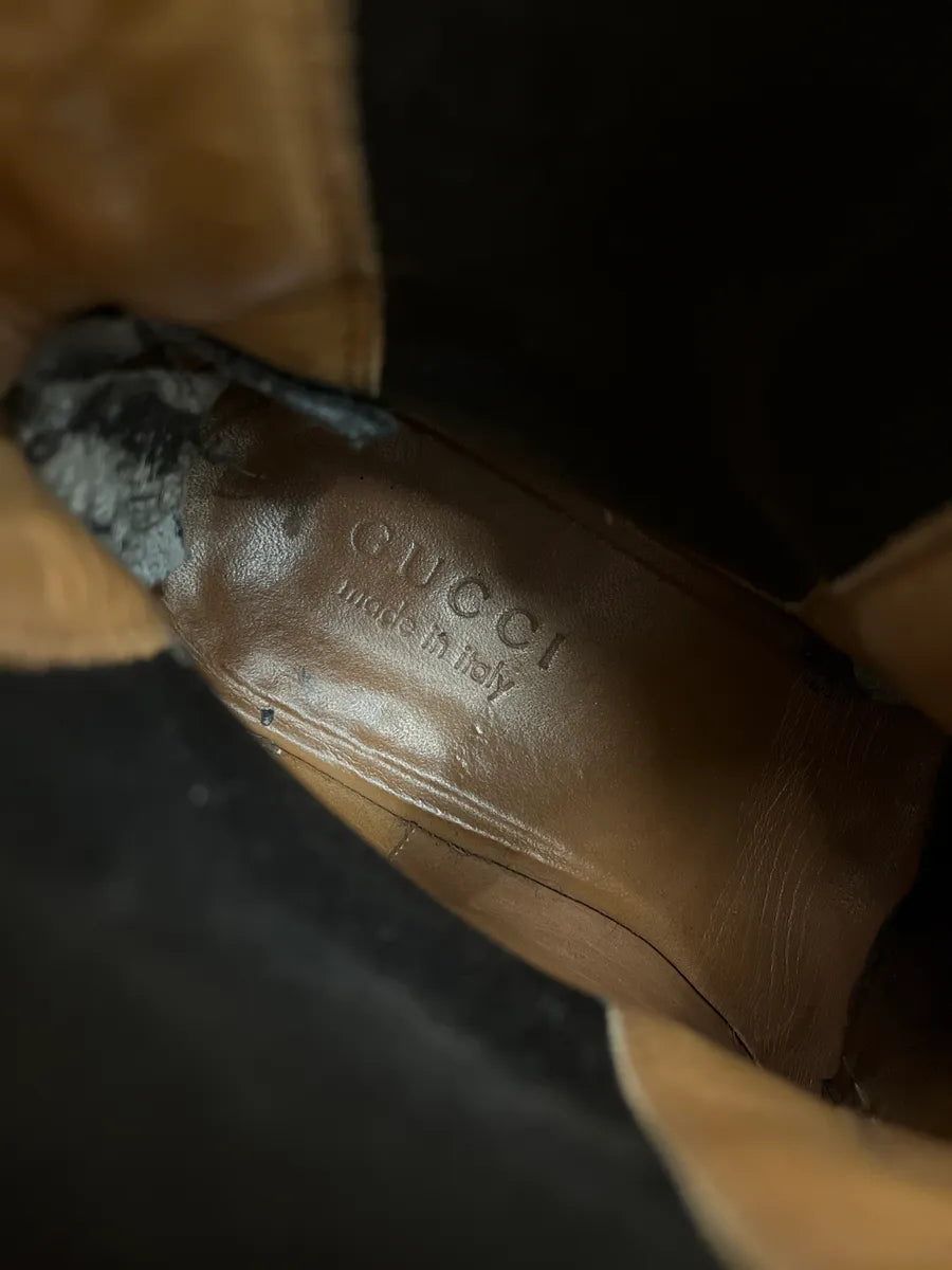 2000s Gucci Harness Strap Eroded Brown Leather Boots eZddXELm 10