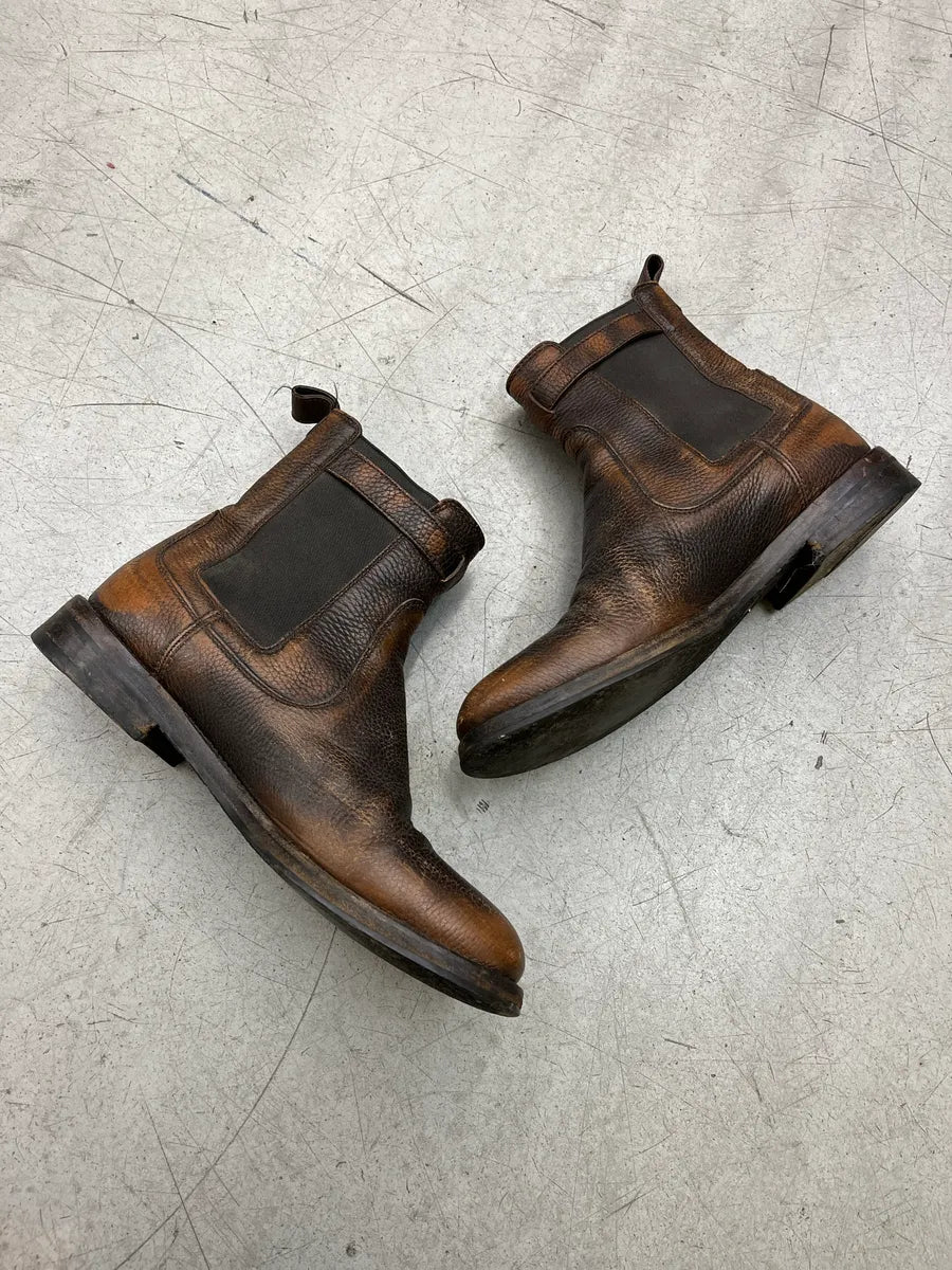 2000s Gucci Harness Strap Eroded Brown Leather Boots eZddXELm 2