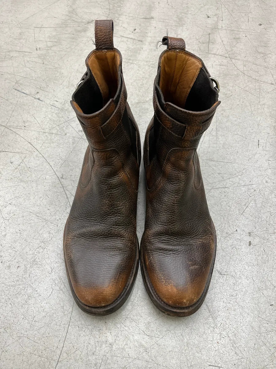 2000s Gucci Harness Strap Eroded Brown Leather Boots eZddXELm 5