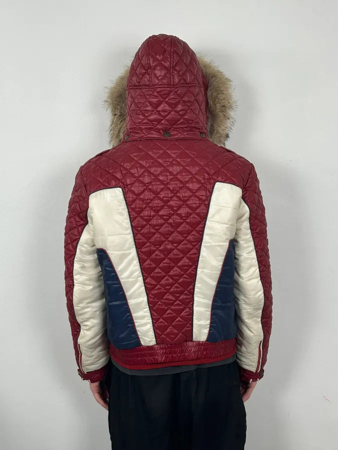 AW2008 Dolce & Gabbana White & Red British Fur Hooded Puffer Jacket jZwqQAM 4