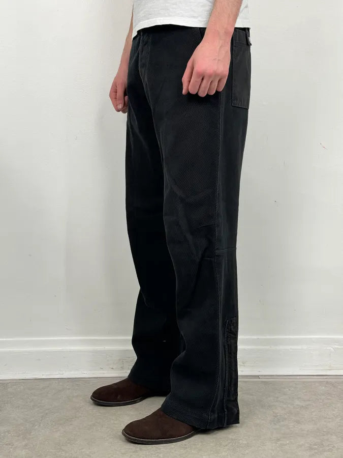 AW2005 Armani Black Corduroy Cargo Wide-Leg Pants CgYaodx 2