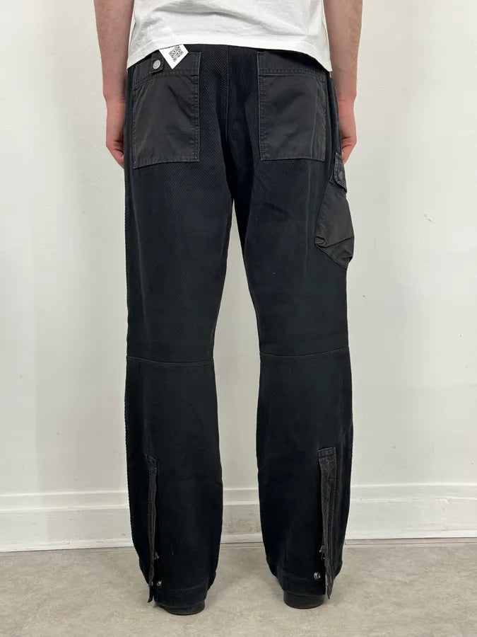 AW2005 Armani Black Corduroy Cargo Wide-Leg Pants CgYaodx 3