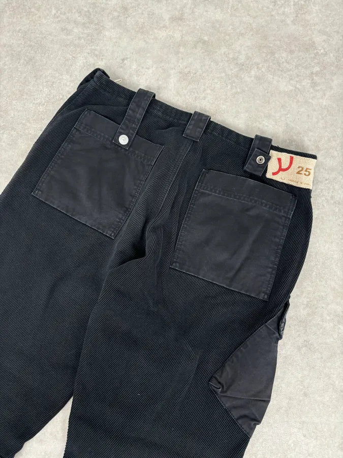 AW2005 Armani Black Corduroy Cargo Wide-Leg Pants CgYaodx 6