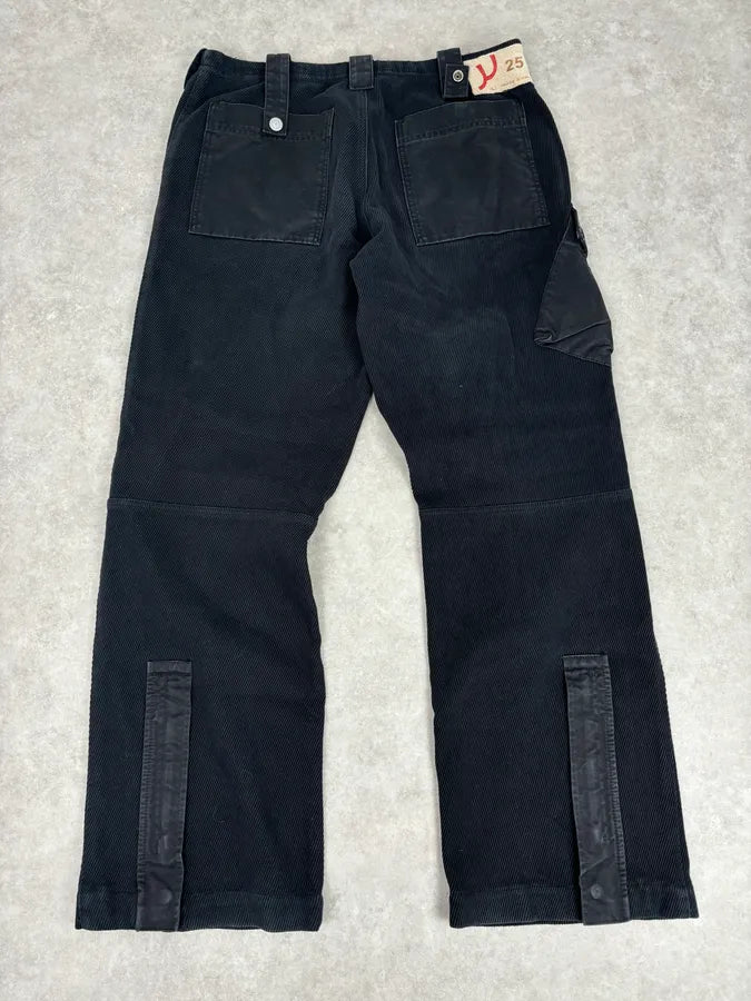 AW2005 Armani Black Corduroy Cargo Wide-Leg Pants CgYaodx 0