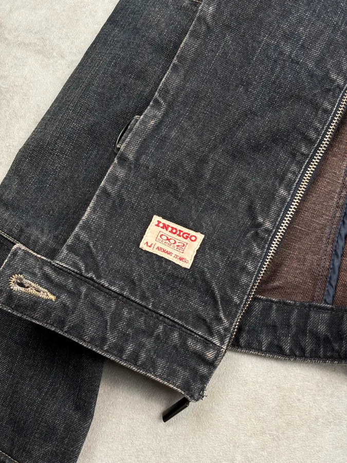 2000s Armani Faded Blue Denim Samurai Officer Jacket FqajKGo 9
