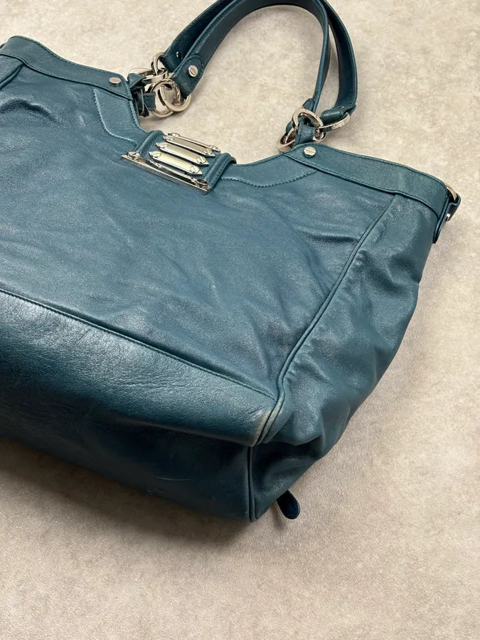 2000s Balenciaga Turquoise Leather Multi-Pocket Studded Shoulder Bag rjOUNkP 17