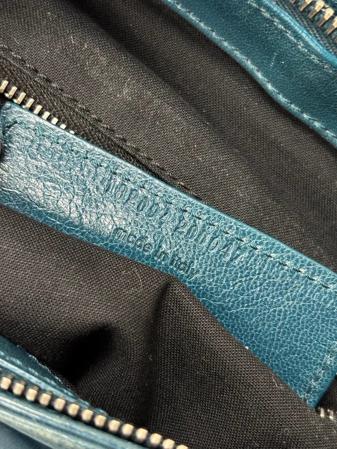 2000s Balenciaga Turquoise Leather Multi-Pocket Studded Shoulder Bag rjOUNkP 24
