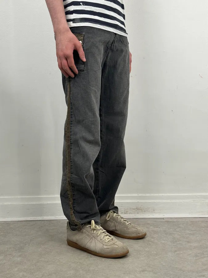 AW2004 Dolce & Gabbana Grey Contrast Lateral Bands Cargo Denim Jeans tJWnLSp 2