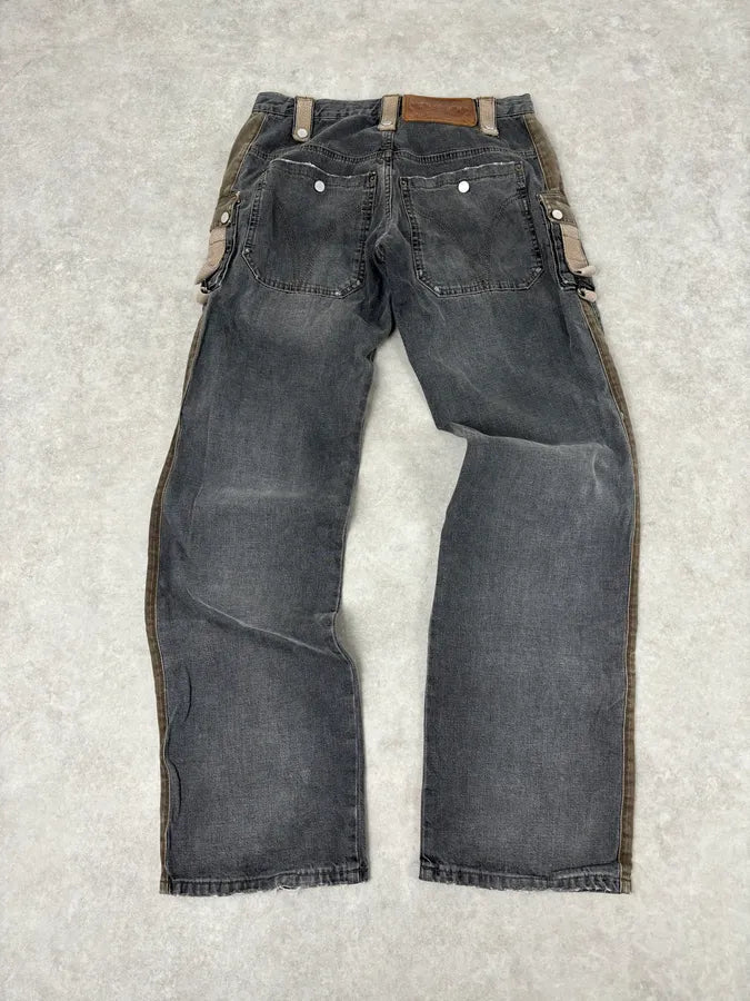 AW2004 Dolce & Gabbana Grey Contrast Lateral Bands Cargo Denim Jeans tJWnLSp 5