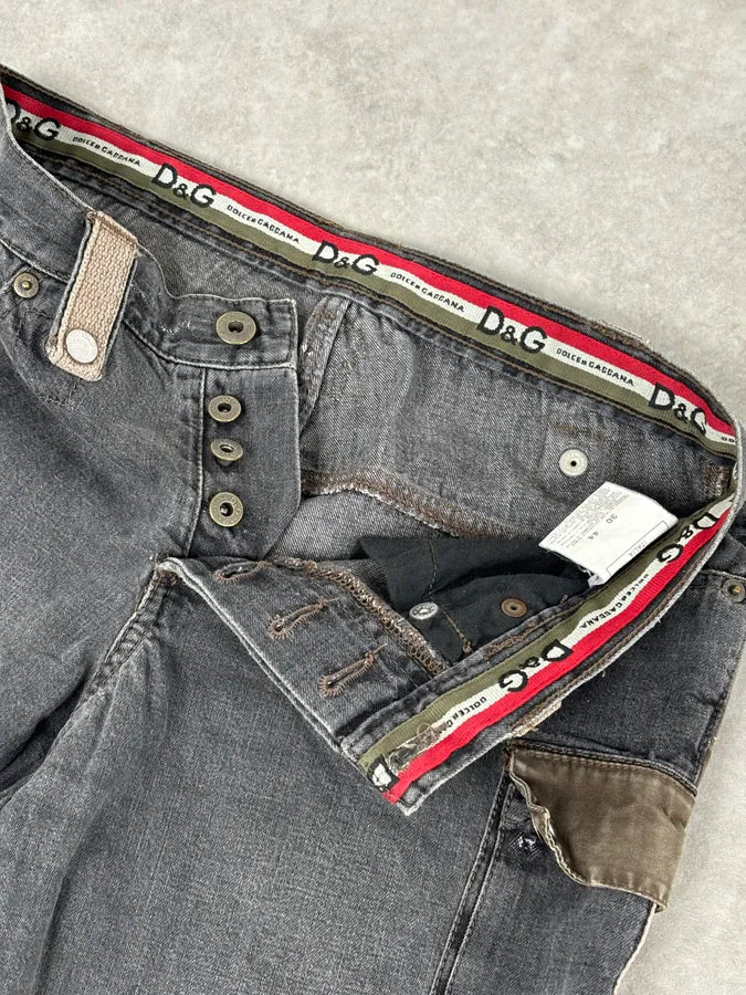 AW2004 Dolce & Gabbana Grey Contrast Lateral Bands Cargo Denim Jeans tJWnLSp 9