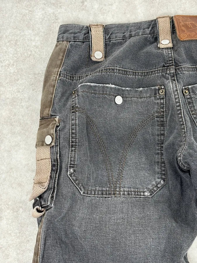 AW2004 Dolce & Gabbana Grey Contrast Lateral Bands Cargo Denim Jeans tJWnLSp 8