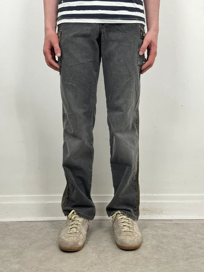 AW2004 Dolce & Gabbana Grey Contrast Lateral Bands Cargo Denim Jeans tJWnLSp 1