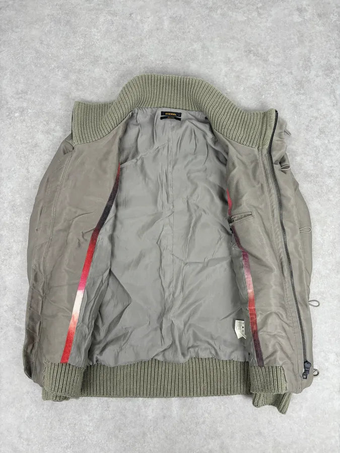 2000s Diesel Taupe Bomber Utility Army Jacket yjJsfYn 6