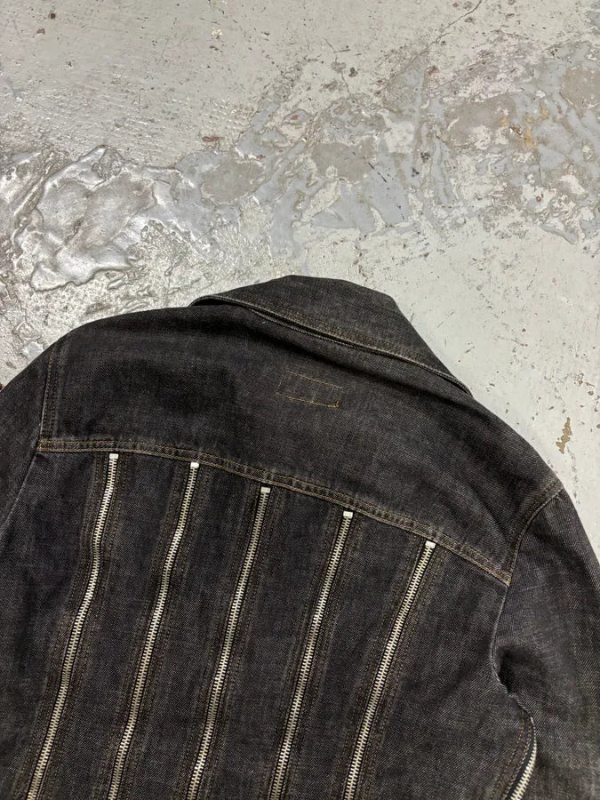 AW2003 Dolce & Gabbana Multi-Zip Dark Grey Denim Jacket SfHAgCb 7