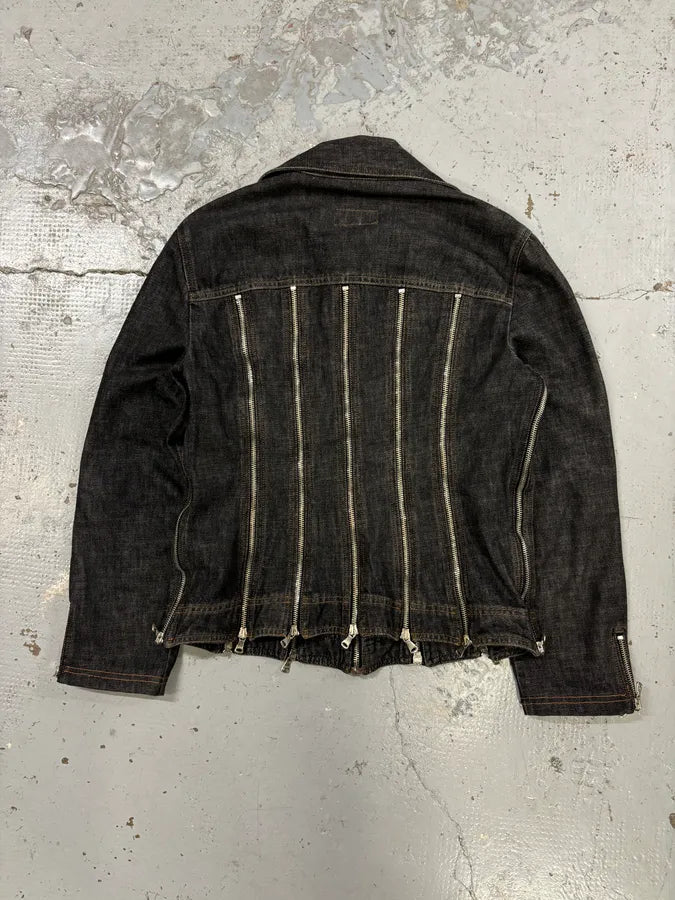 AW2003 Dolce & Gabbana Multi-Zip Dark Grey Denim Jacket SfHAgCb 6