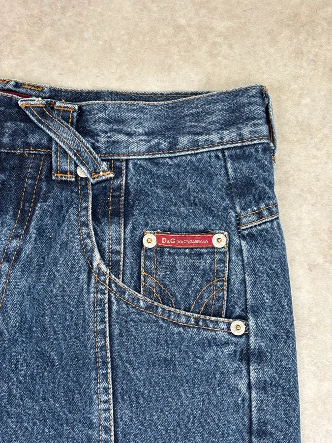 AW2003 Dolce & Gabbana Blue Denim Trompe LOeil Large Jeans GjFArcf 11