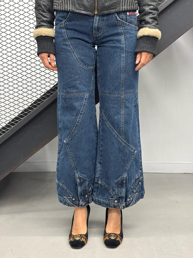 AW2003 Dolce & Gabbana Blue Denim Trompe LOeil Large Jeans GjFArcf 1