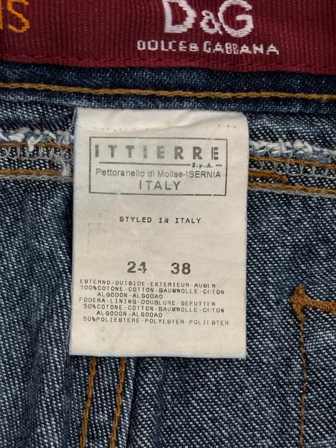 AW2003 Dolce & Gabbana Blue Denim Trompe LOeil Large Jeans GjFArcf 13