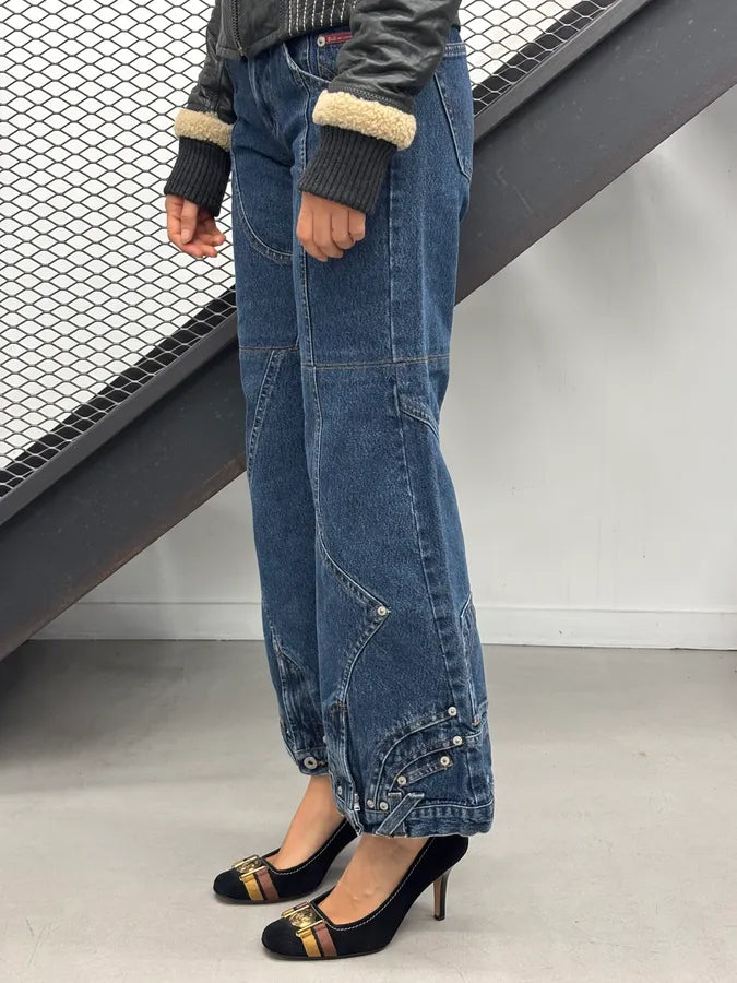AW2003 Dolce & Gabbana Blue Denim Trompe LOeil Large Jeans GjFArcf 2