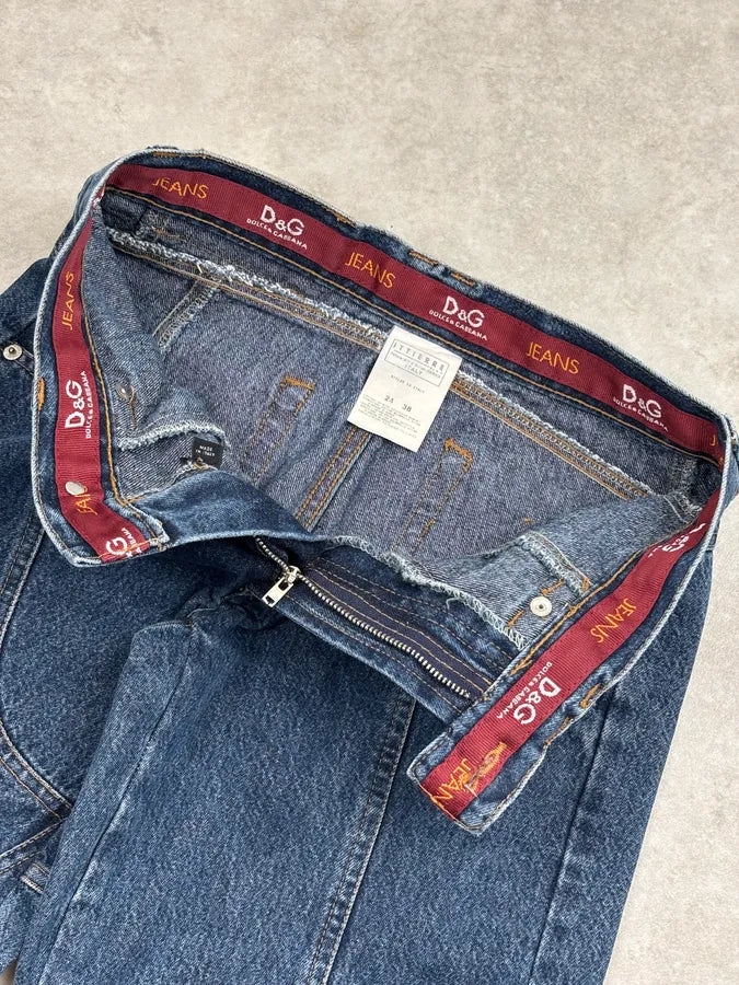 AW2003 Dolce & Gabbana Blue Denim Trompe LOeil Large Jeans GjFArcf 10