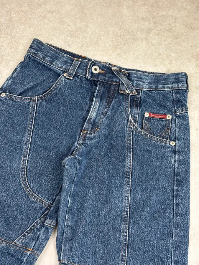 AW2003 Dolce & Gabbana Blue Denim Trompe LOeil Large Jeans GjFArcf 4