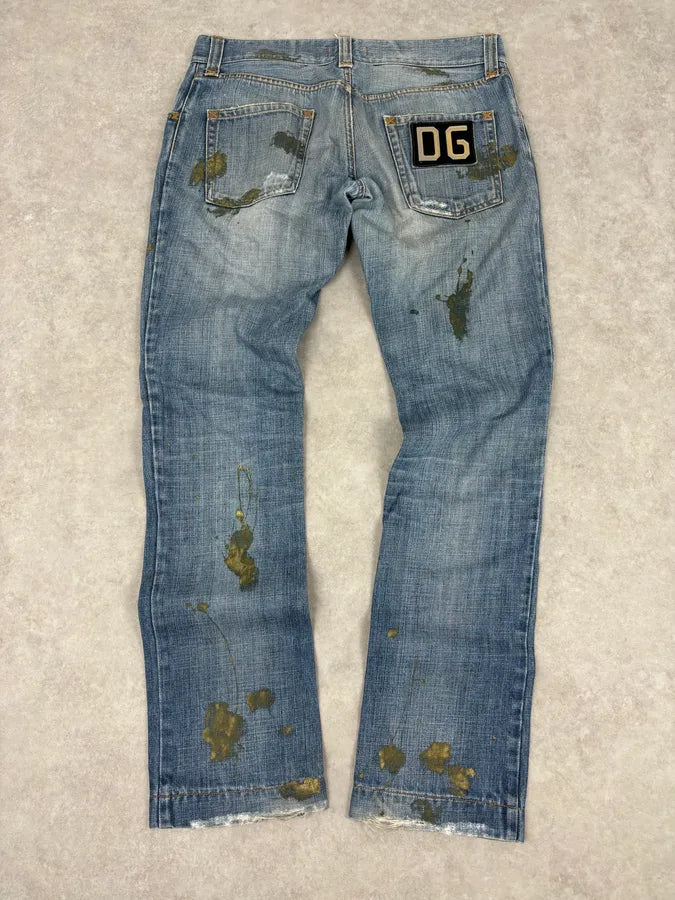 FW2005 Dolce & Gabbana Light Blue Denim Distressed Jeans bUgxOFw 6