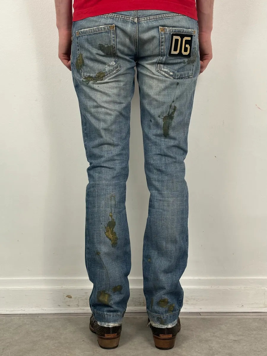 FW2005 Dolce & Gabbana Light Blue Denim Distressed Jeans bUgxOFw 4