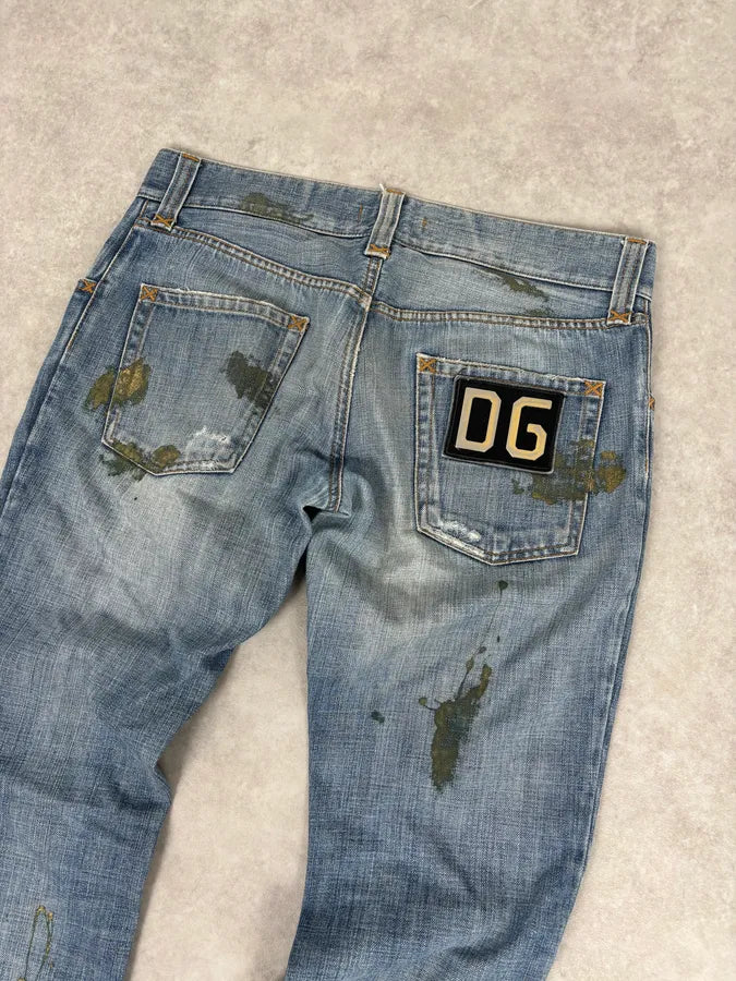 FW2005 Dolce & Gabbana Light Blue Denim Distressed Jeans bUgxOFw 7