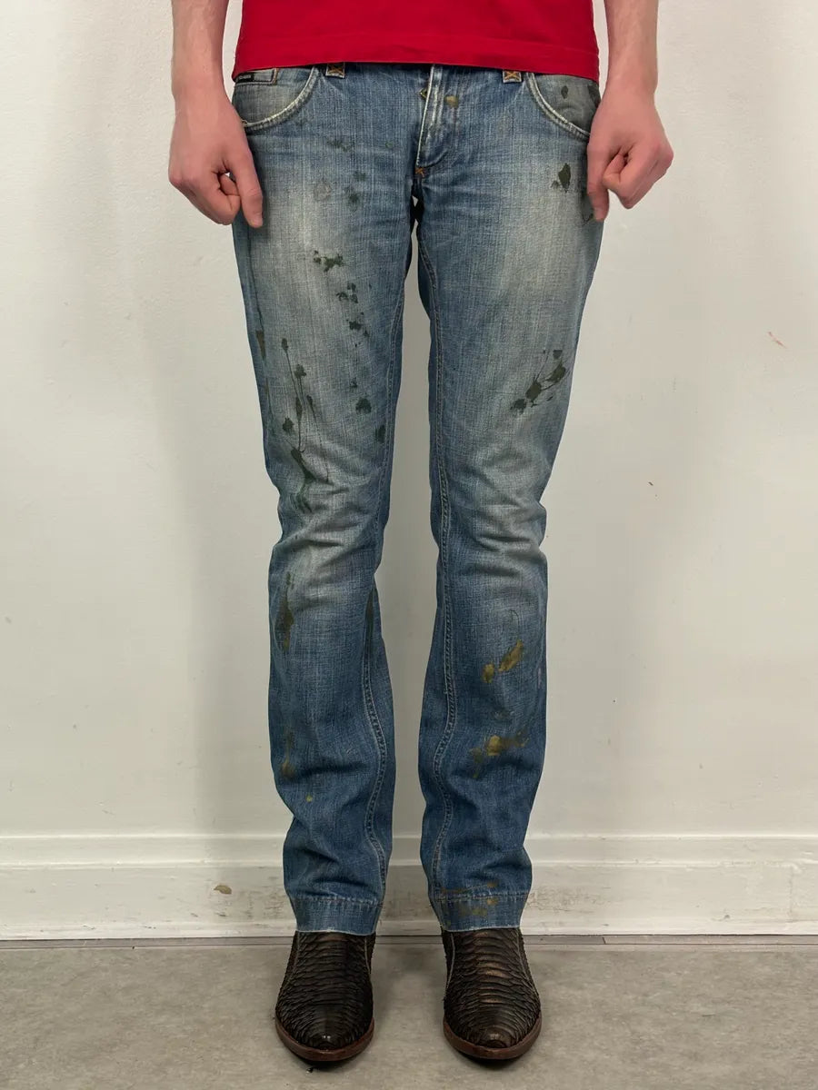 FW2005 Dolce & Gabbana Light Blue Denim Distressed Jeans bUgxOFw 2
