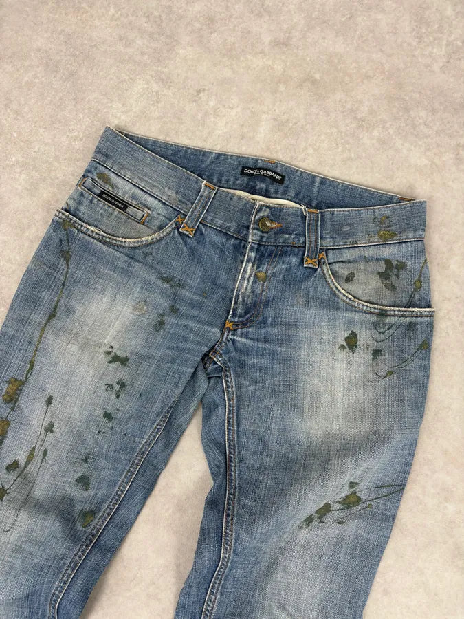 FW2005 Dolce & Gabbana Light Blue Denim Distressed Jeans bUgxOFw 5