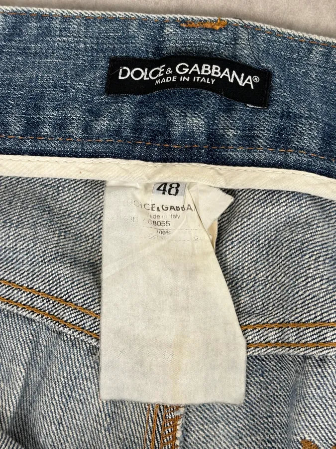 FW2005 Dolce & Gabbana Light Blue Denim Distressed Jeans bUgxOFw 11