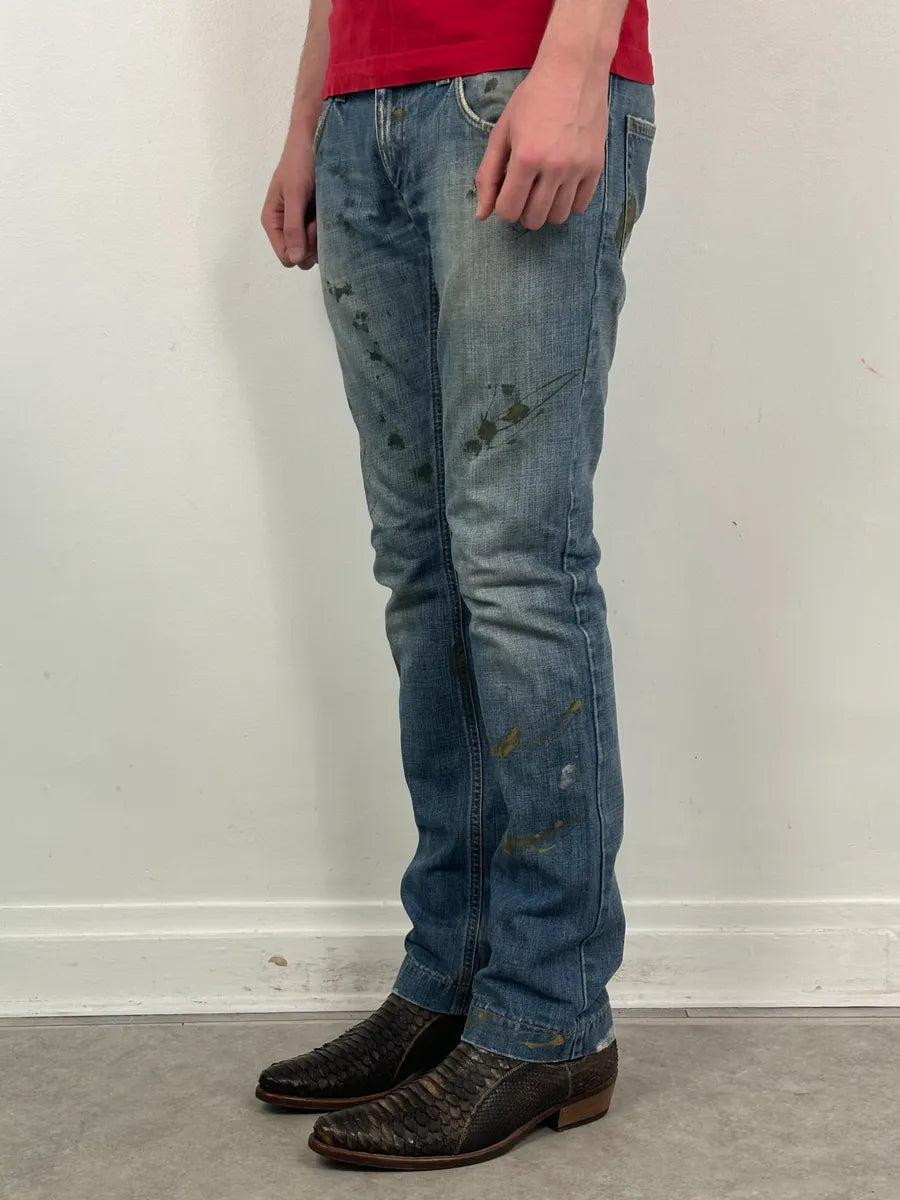 FW2005 Dolce & Gabbana Light Blue Denim Distressed Jeans bUgxOFw 3